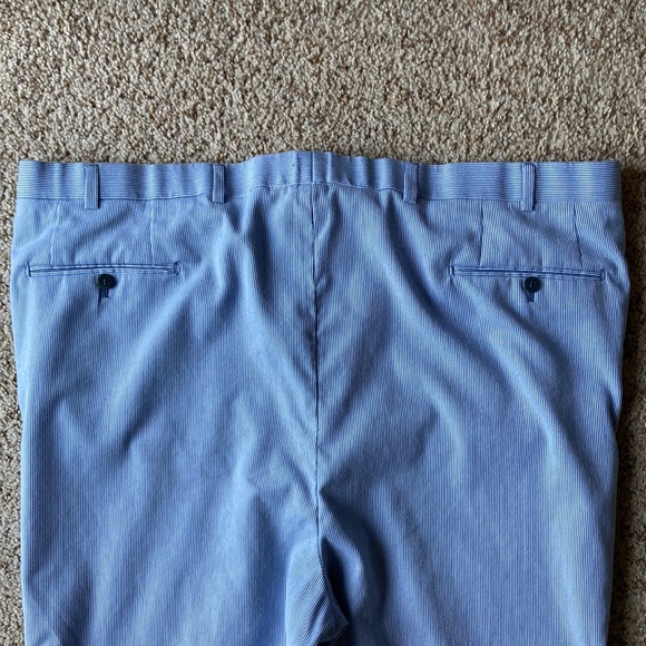 Isaia Napoli Men’s Blue White Stripe Seersucker Flat Front Trousers Pants 42 - Picture 10 of 16